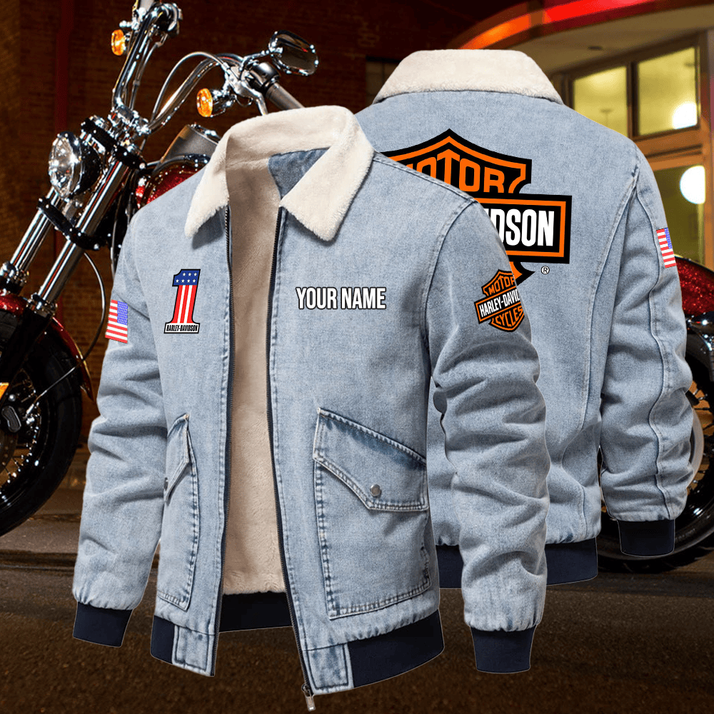 Harley-Davidson Fleece Denim Jacket Custom Name