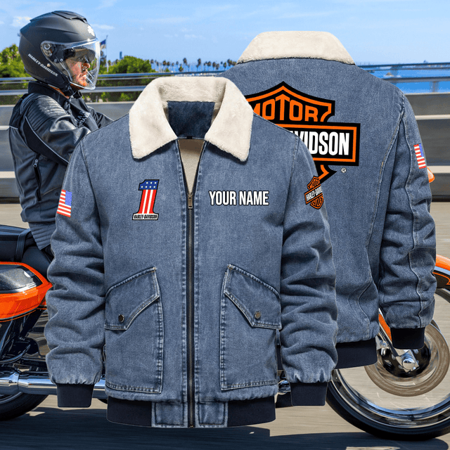 Harley-Davidson Fleece Denim Jacket Custom Name - Image 6
