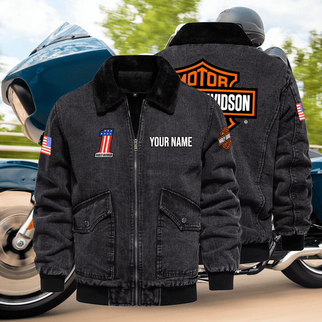 Harley-Davidson Fleece Denim Jacket Custom Name - Image 7