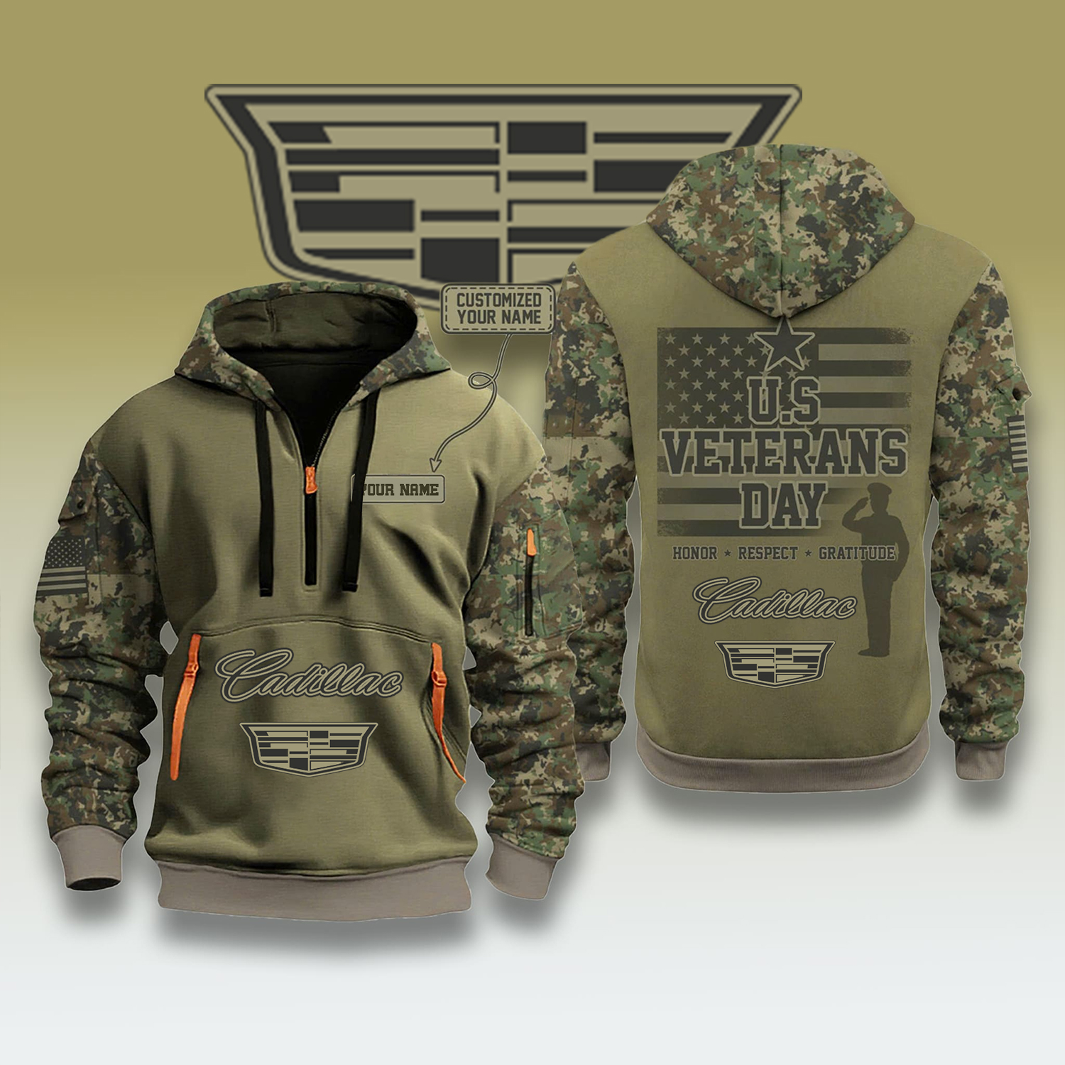 Cadillac US Veteran Day Honor Respect Gratitude Personalised Veterans Shirt