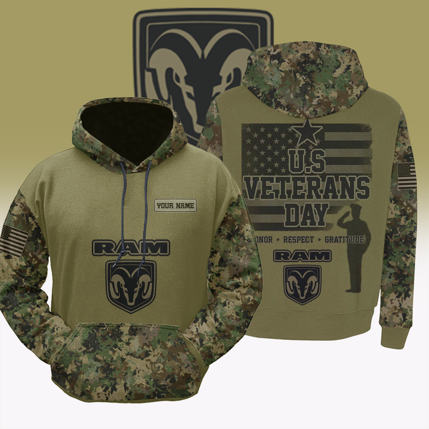 Ram US Veteran Day Honor Respect Gratitude Personalised Veterans Shirt - Image 3