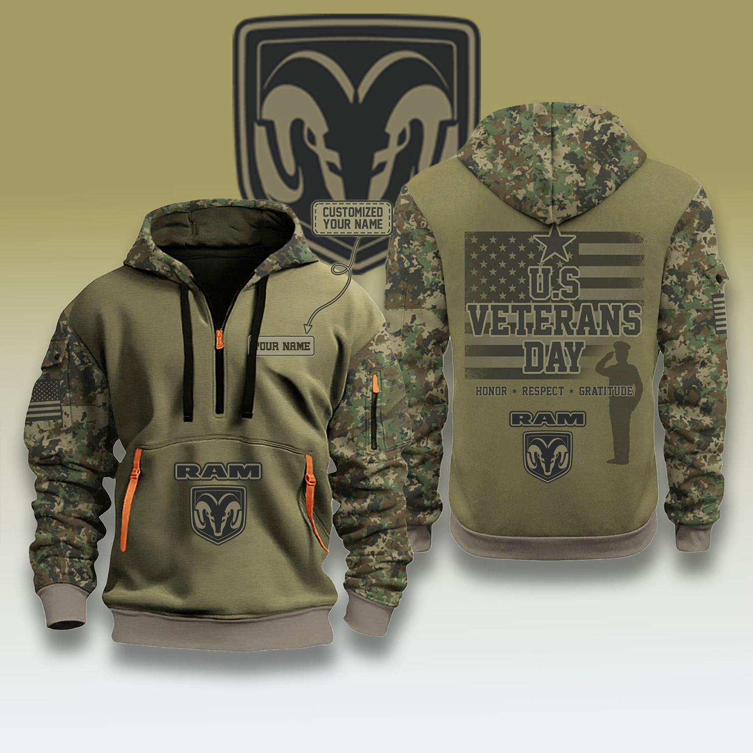 Ram US Veteran Day Honor Respect Gratitude Personalised Veterans Shirt