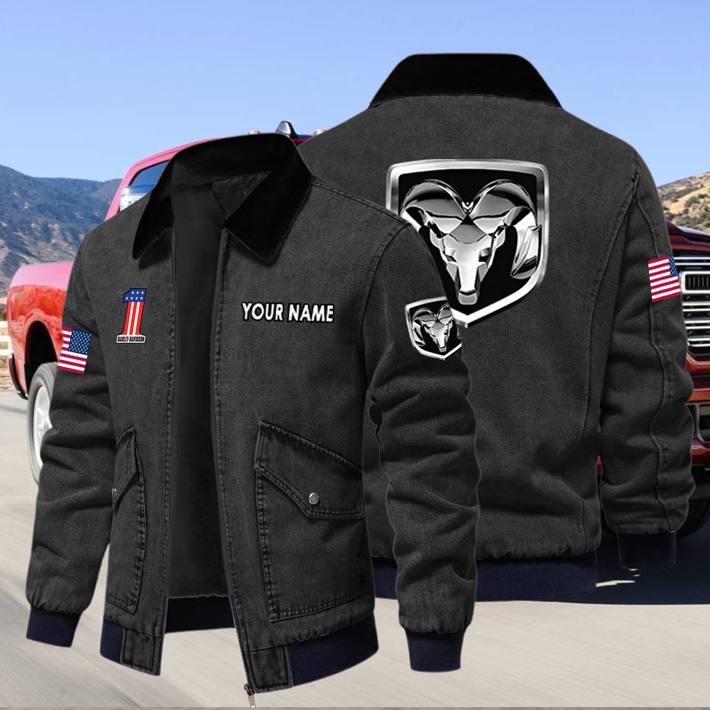 Ram Fleece Denim Jacket Custom Name