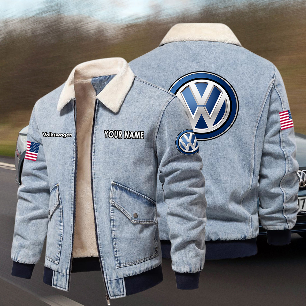 Volkswagen Fleece Denim Jacket Custom Name - Image 2