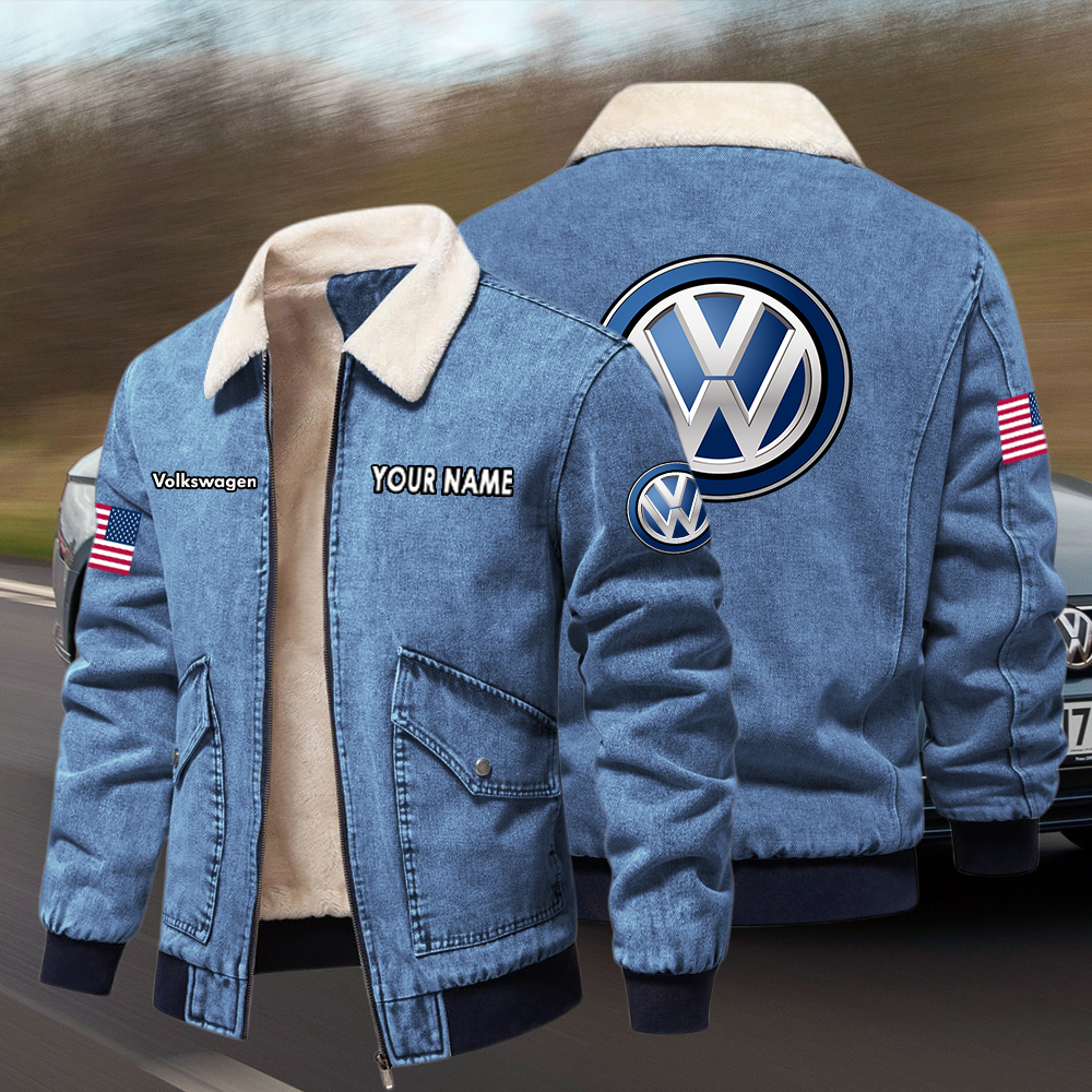 Volkswagen Fleece Denim Jacket Custom Name