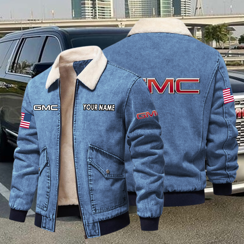 GMC Fleece Denim Jacket Custom Name