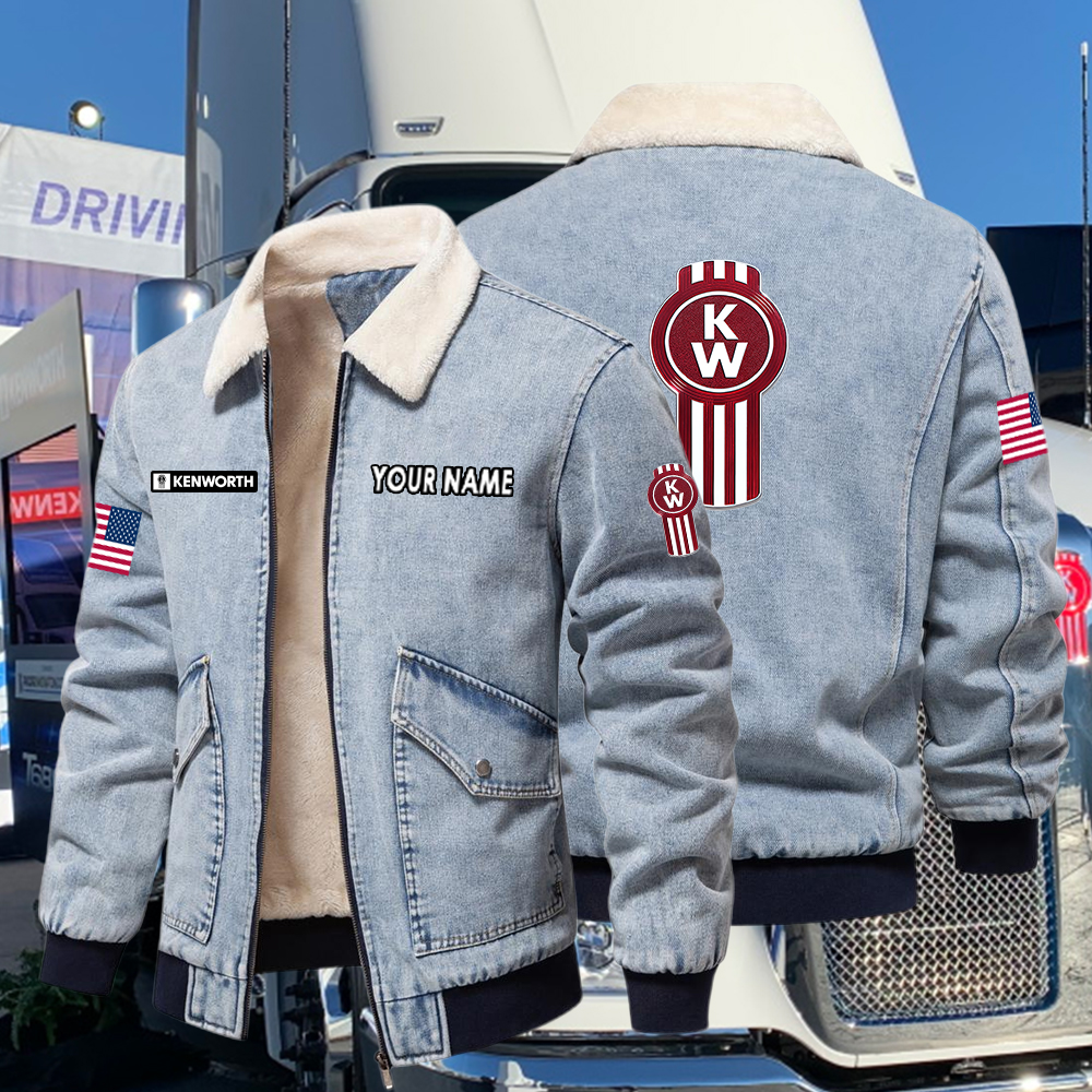Kenworth Fleece Denim Jacket Custom Name - Image 2