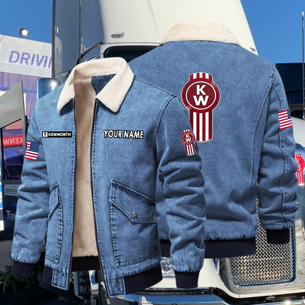 Kenworth Fleece Denim Jacket Custom Name