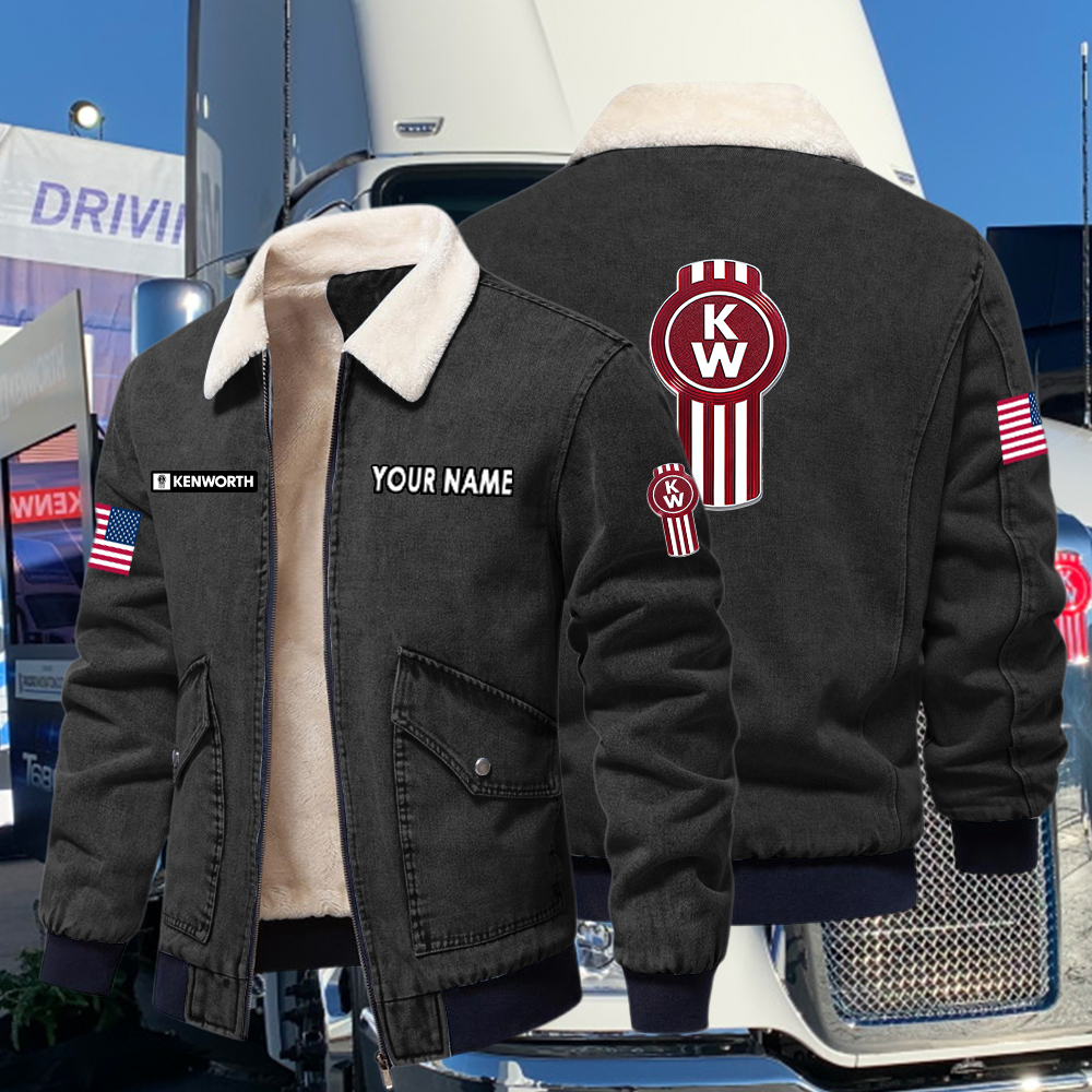 Kenworth Fleece Denim Jacket Custom Name - Image 4