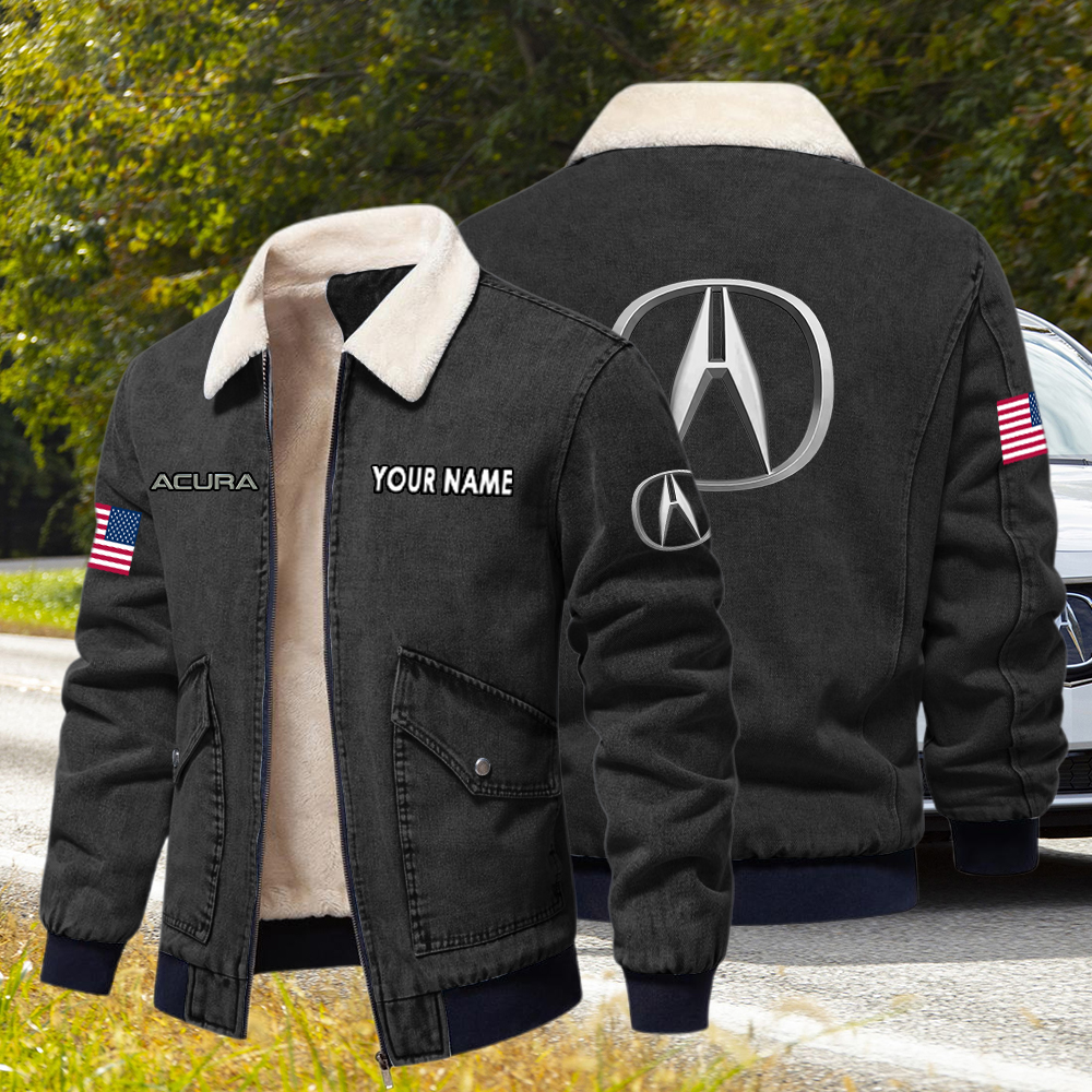 Acura Fleece Denim Jacket Custom Name - Image 2