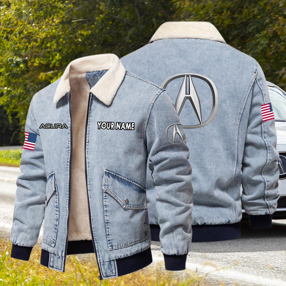 Acura Fleece Denim Jacket Custom Name - Image 4