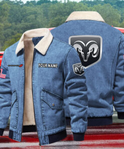 Dodge Fleece Denim Jacket Custom Name