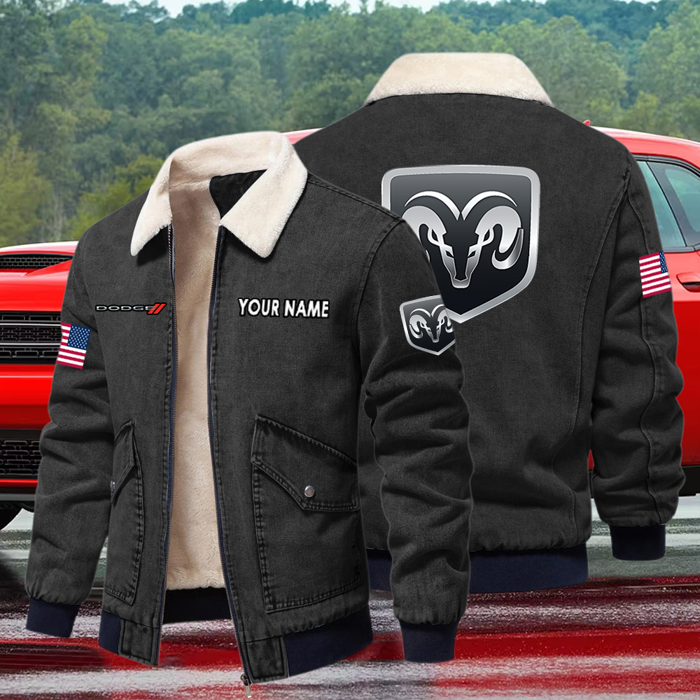 Dodge Fleece Denim Jacket Custom Name - Image 4