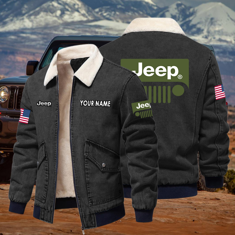 Jeep Fleece Denim Jacket Custom Name - Image 4