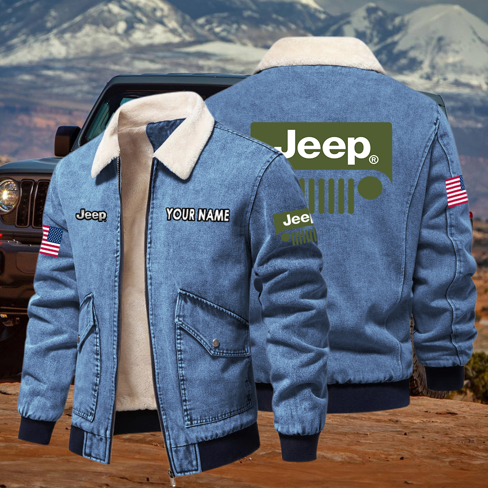 Jeep Fleece Denim Jacket Custom Name