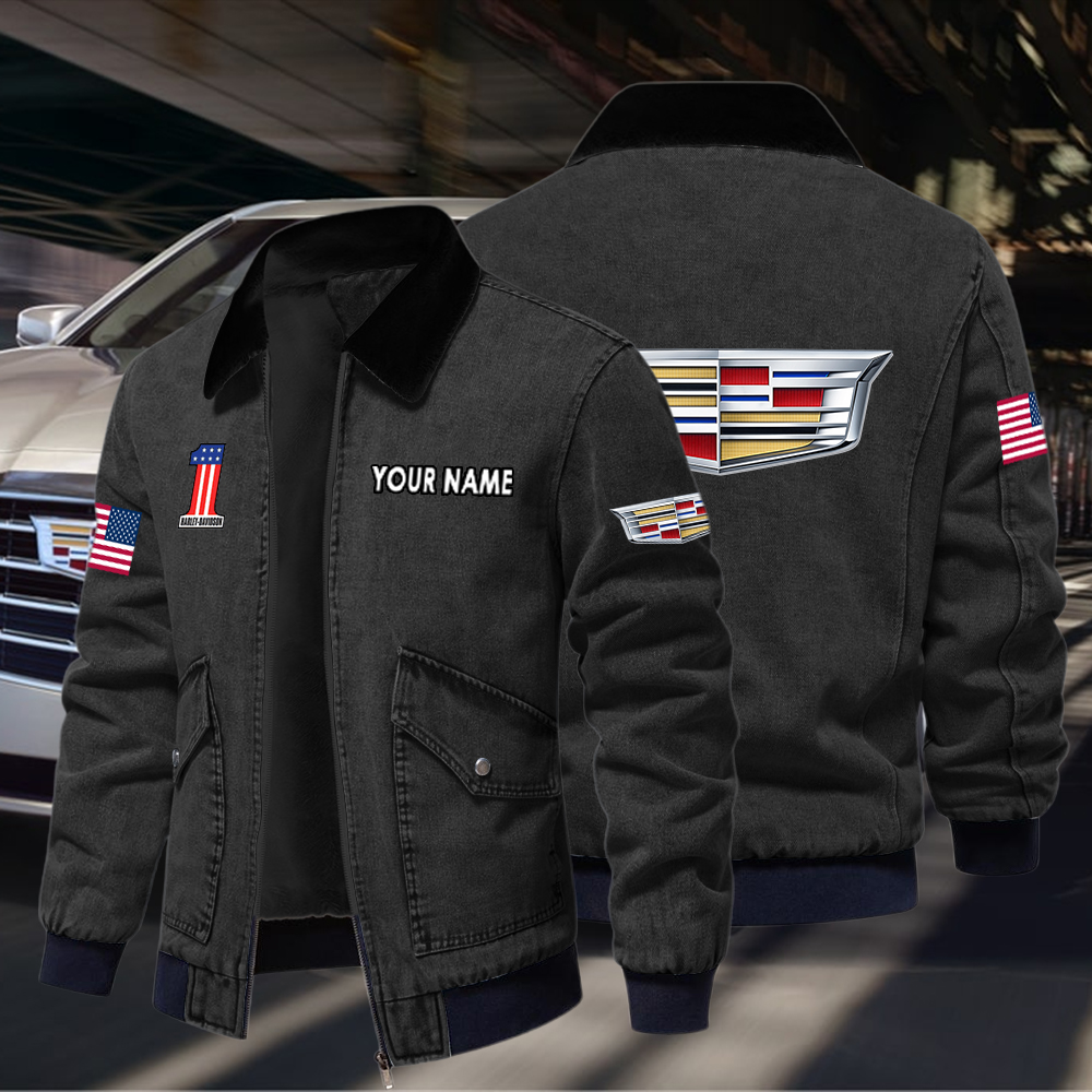 Cadillac Fleece Denim Jacket Custom Name