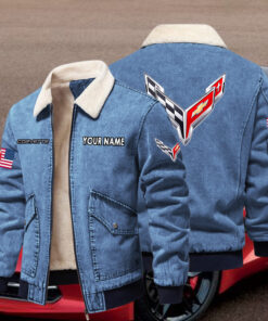 Corvette Fleece Denim Jacket Custom Name