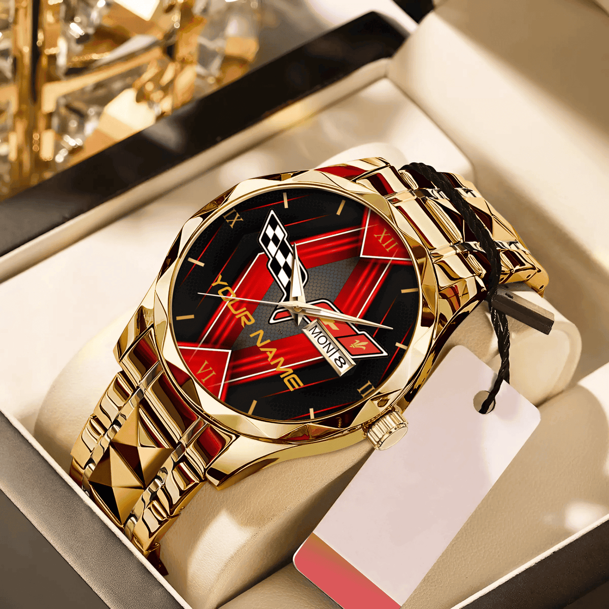 Corvette Alloy Luxury Quartz Watch Customize Name