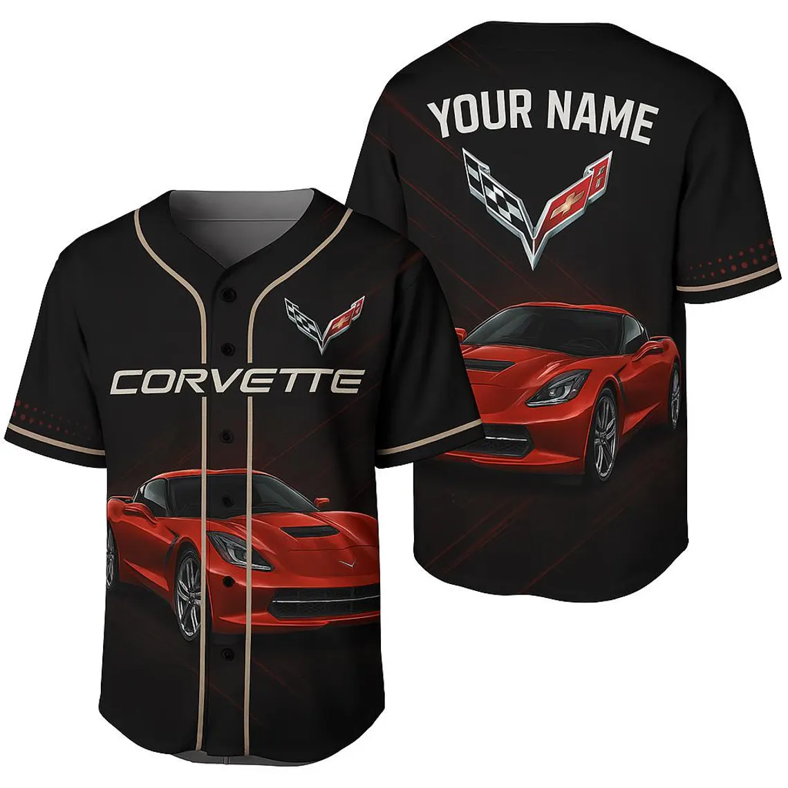 Corvette Baseball Jersey Custom Name