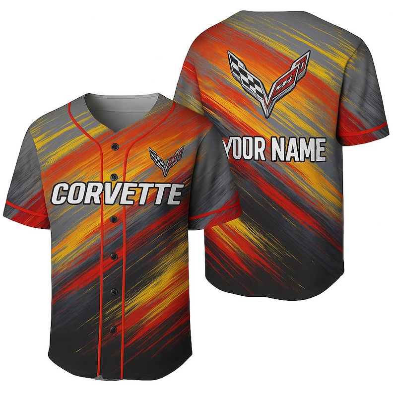 Corvette Skull Baseball Jersey Custom Name