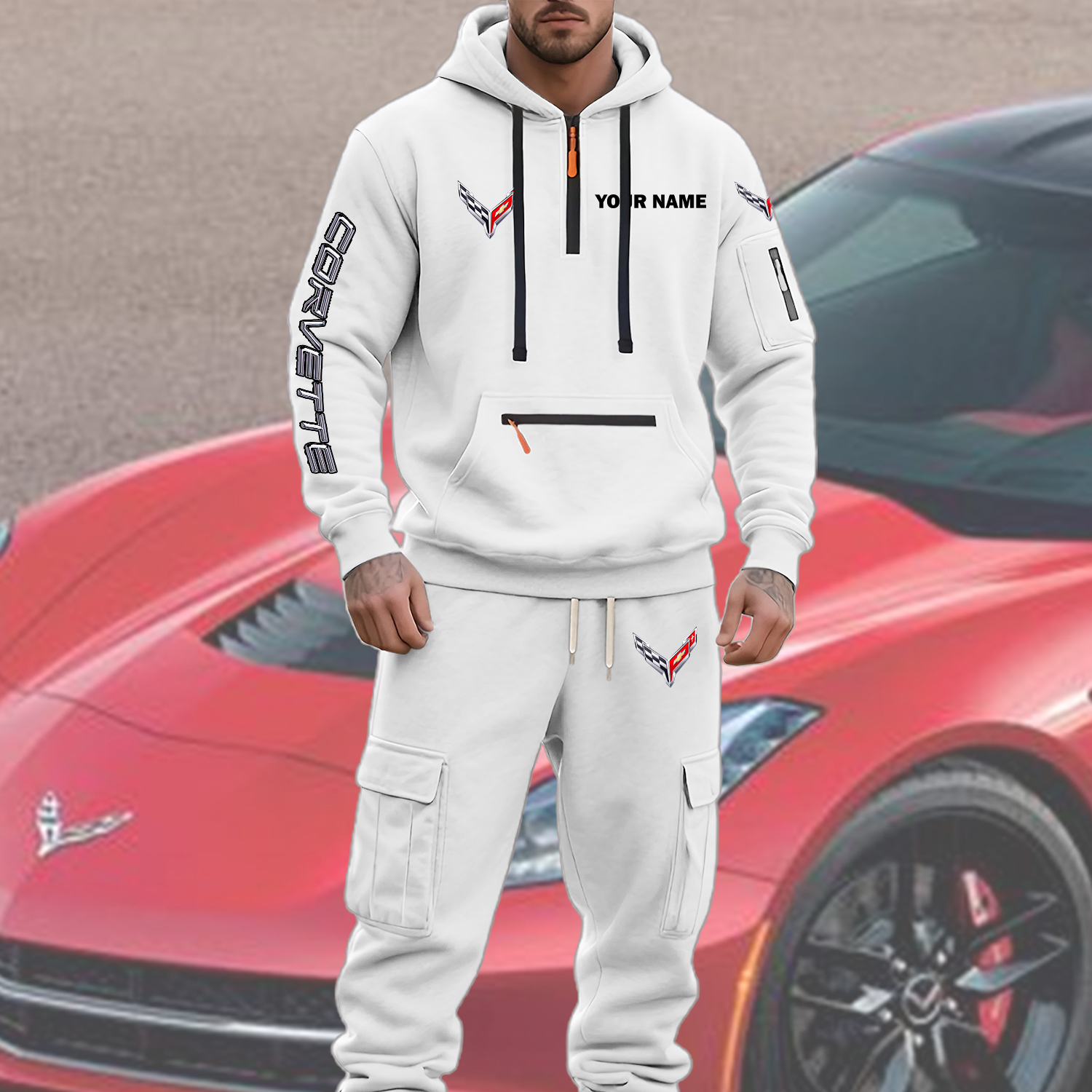 Corvette Men’s Hoodie and Jogger Set Customize Name - Image 2