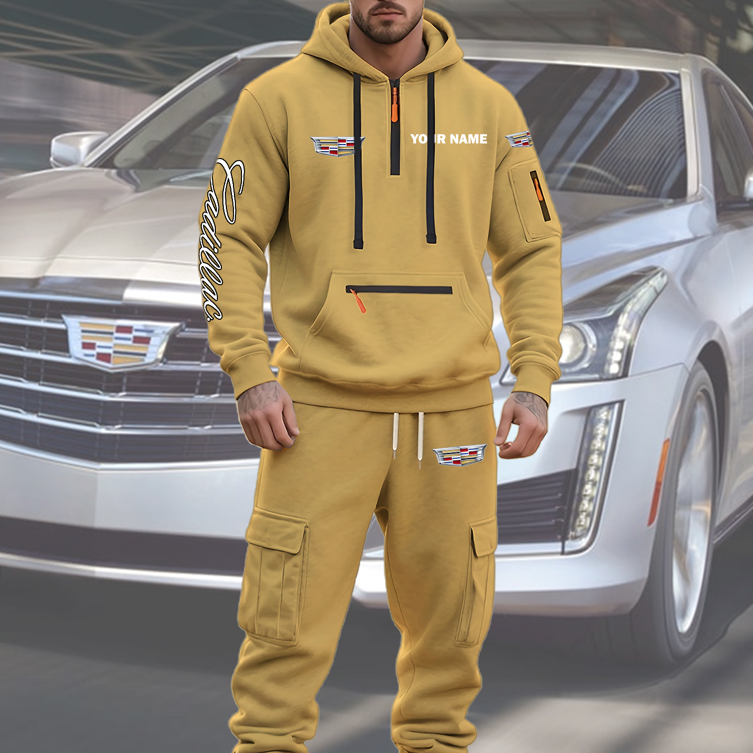 Cadillac Men’s Hoodie and Jogger Set Customize Name - Image 5