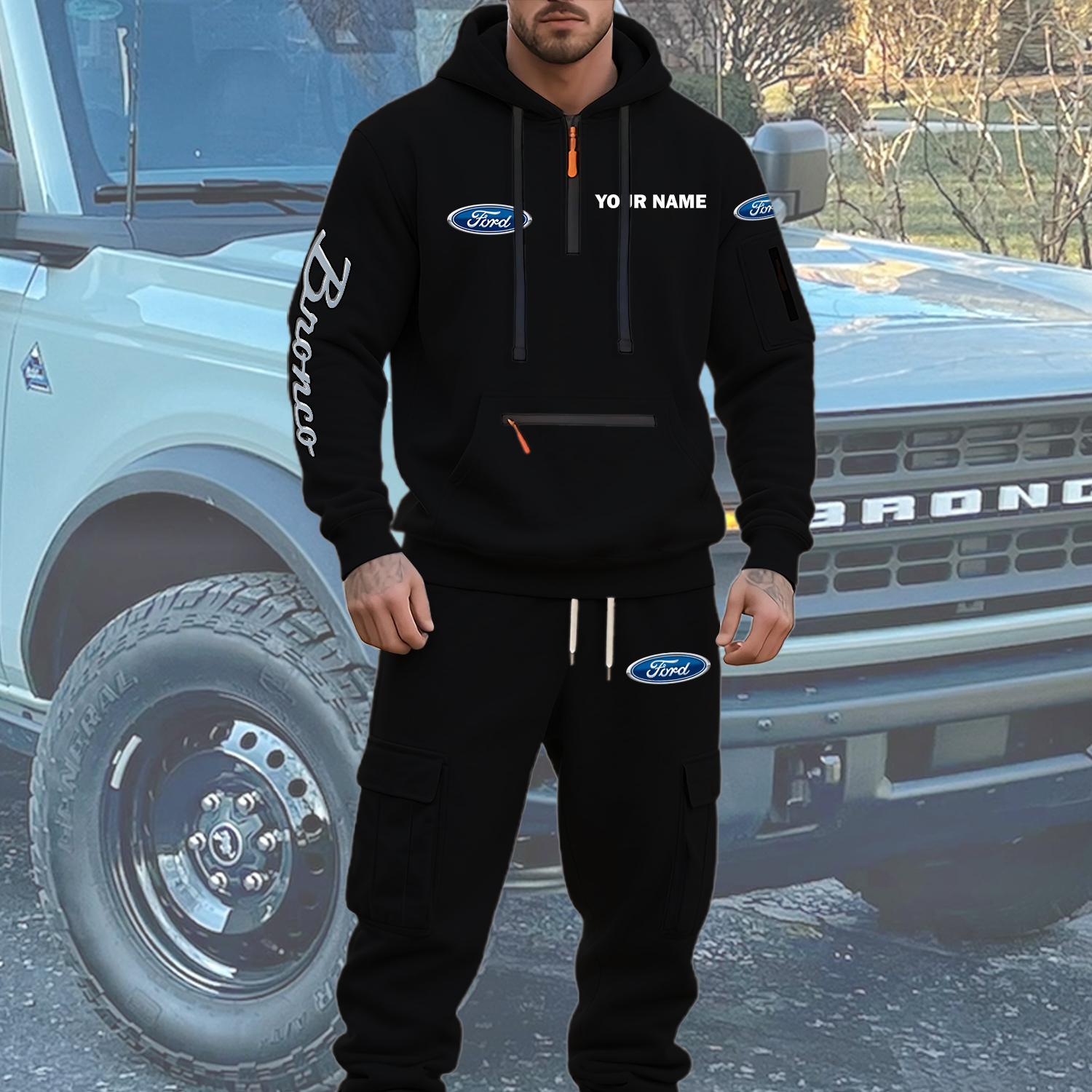 Bronco Men’s Hoodie and Jogger Set Customize Name - Image 5