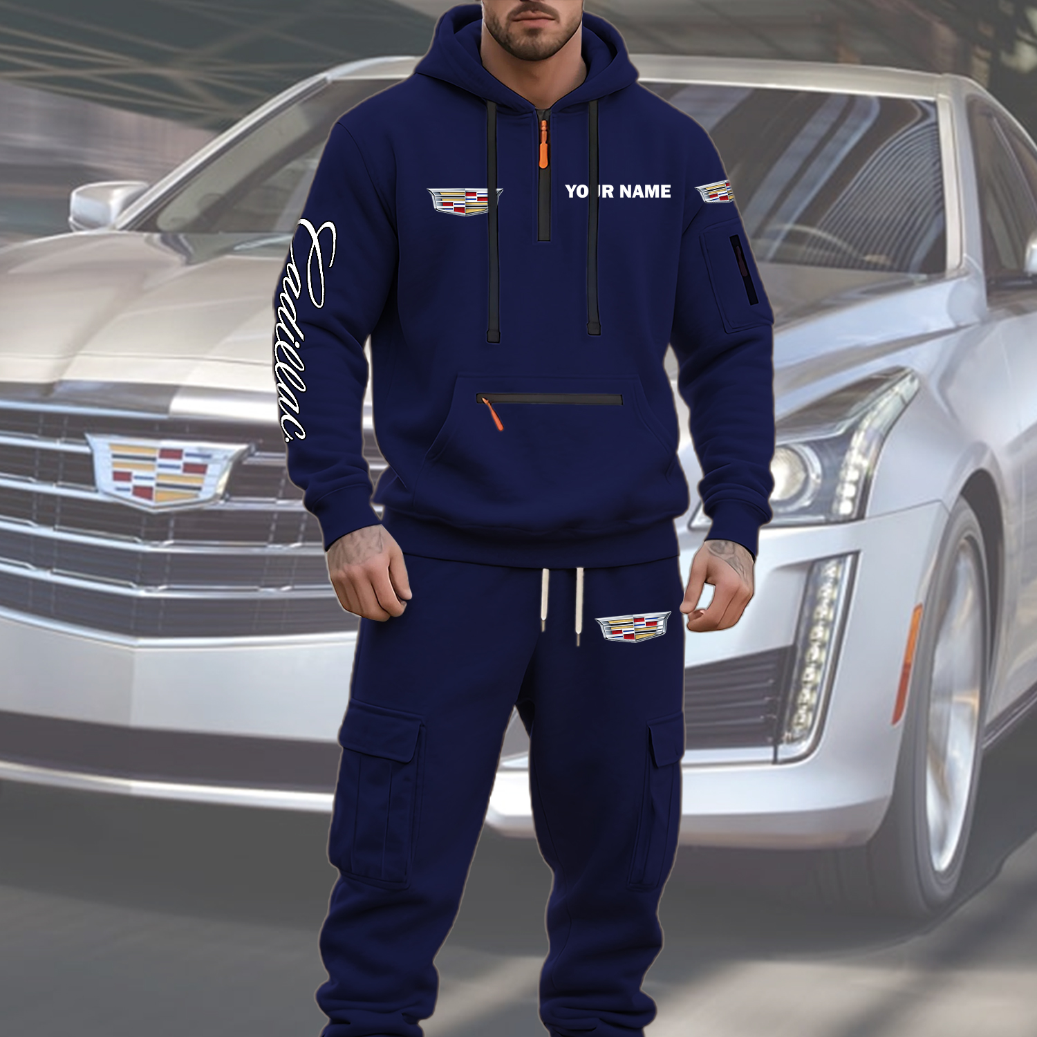 Cadillac Men’s Hoodie and Jogger Set Customize Name - Image 6