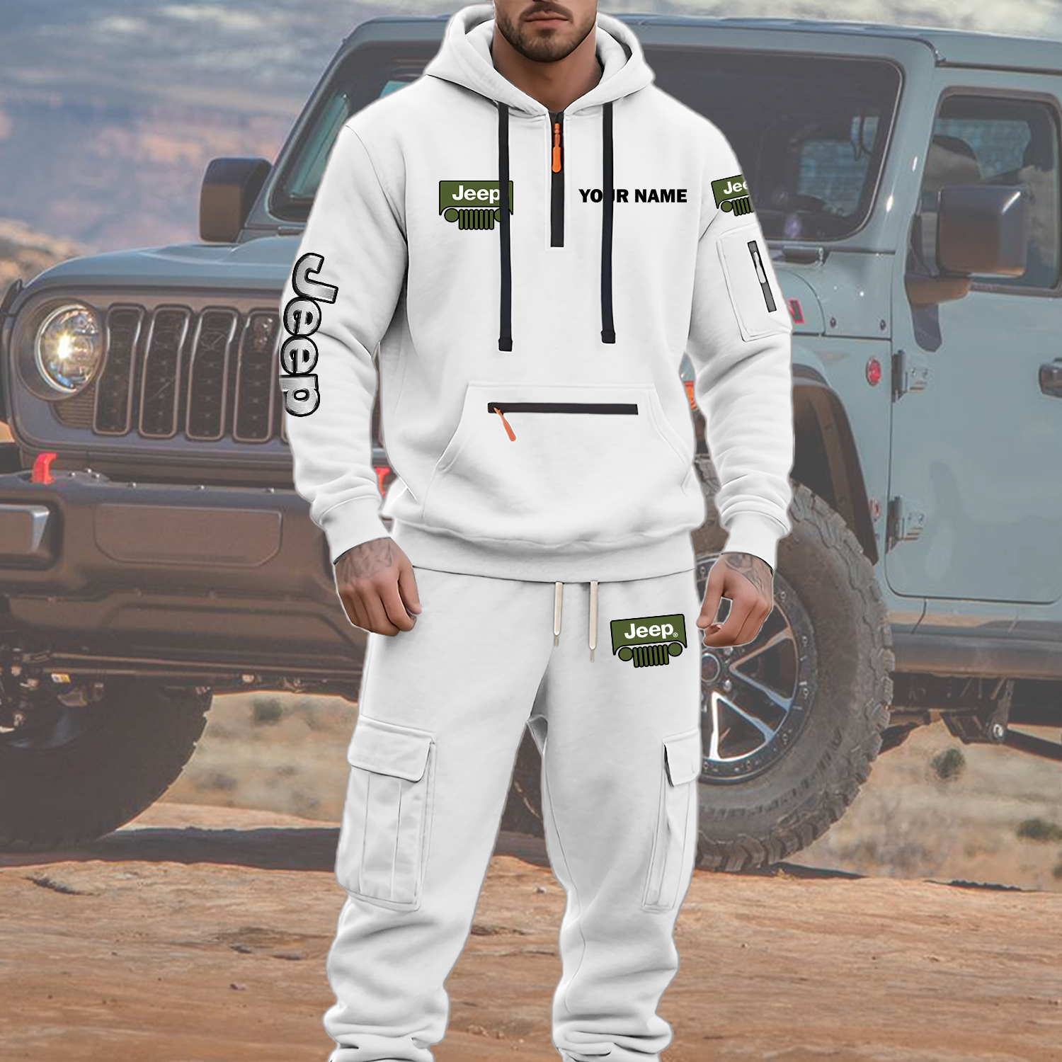 Jeep Men’s Hoodie and Jogger Set Customize Name - Image 2