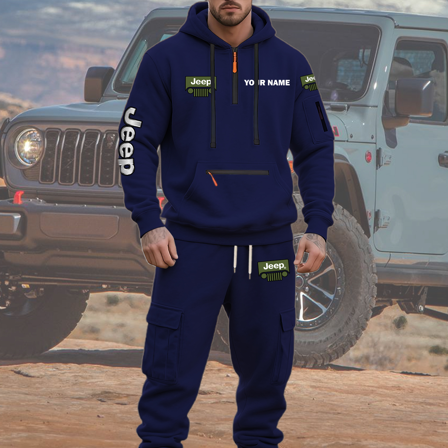Jeep Men’s Hoodie and Jogger Set Customize Name - Image 3