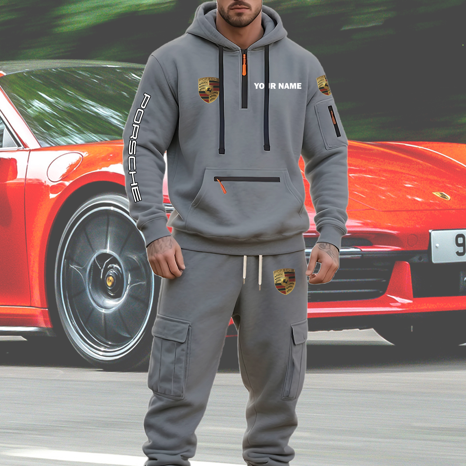 Porsche Men’s Hoodie and Jogger Set Customize Name