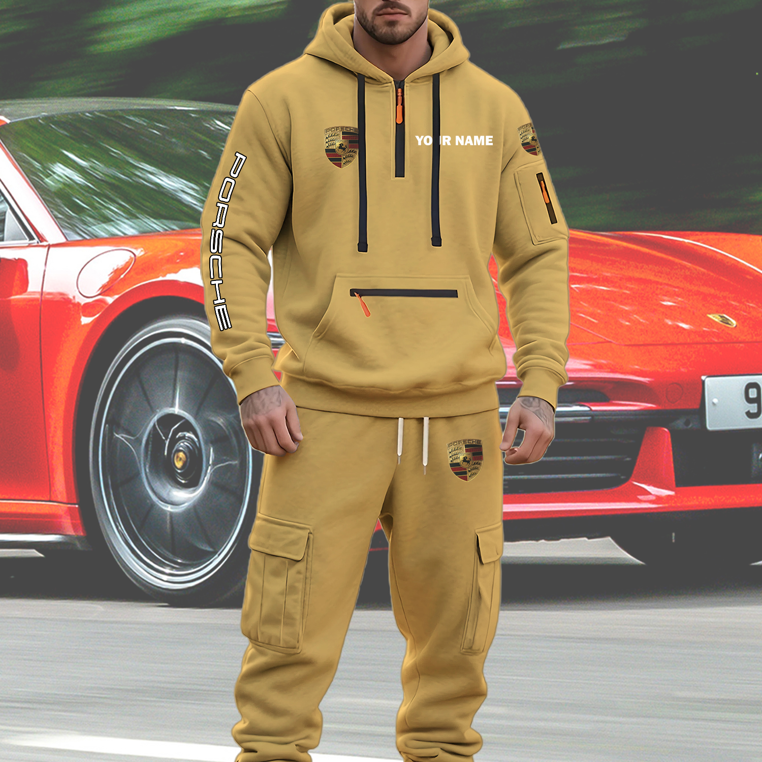 Porsche Men’s Hoodie and Jogger Set Customize Name - Image 5