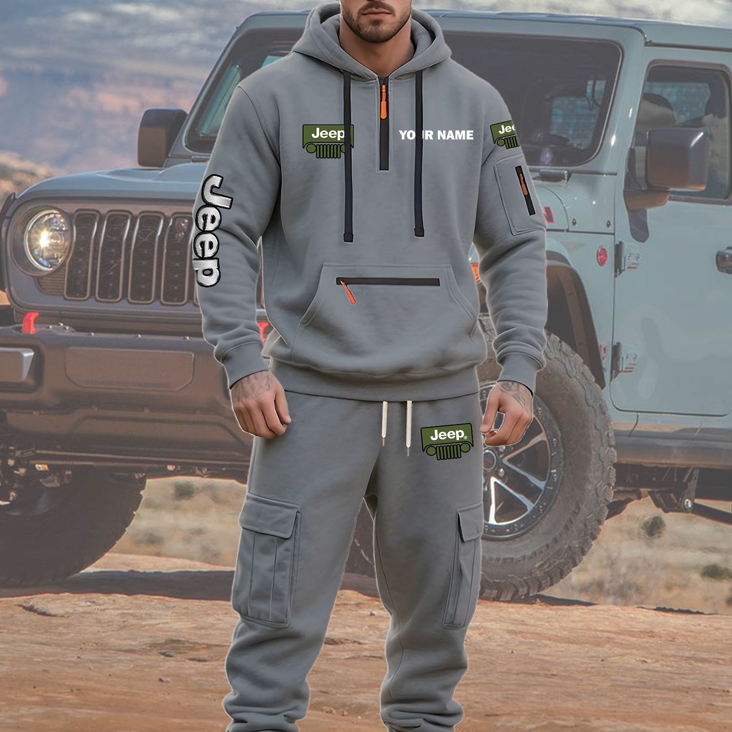 Jeep Men’s Hoodie and Jogger Set Customize Name
