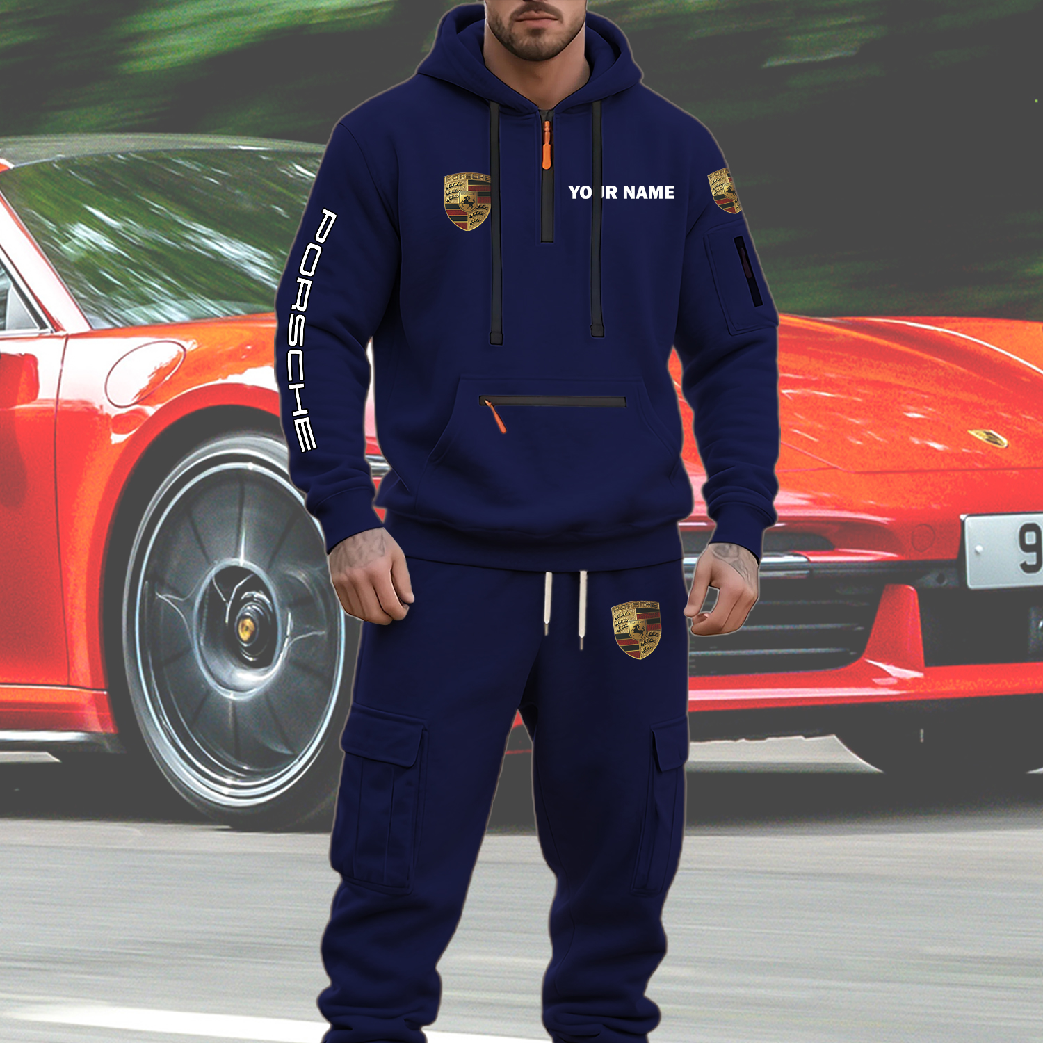 Porsche Men’s Hoodie and Jogger Set Customize Name - Image 6