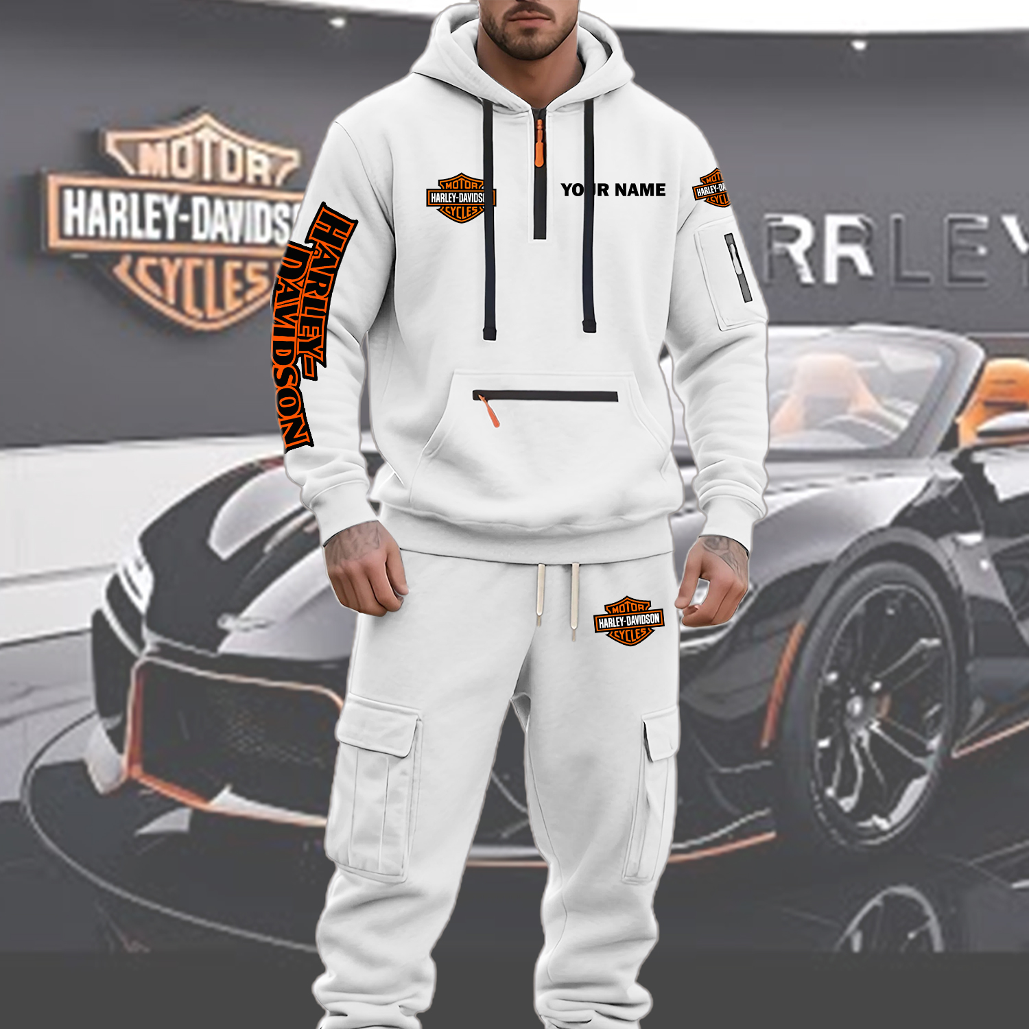 HD Men’s Hoodie and Jogger Set Customize Name - Image 2