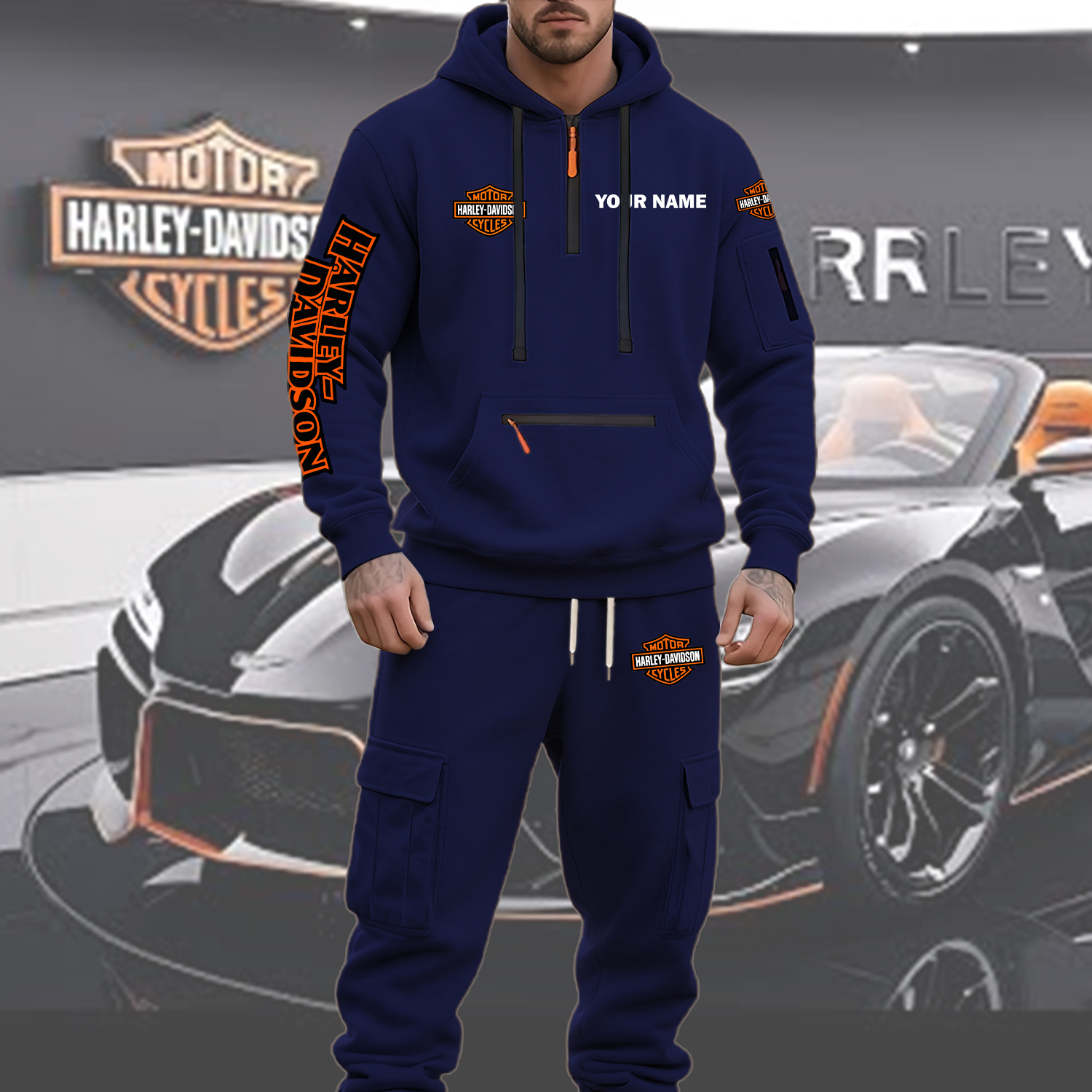 HD Men’s Hoodie and Jogger Set Customize Name - Image 3