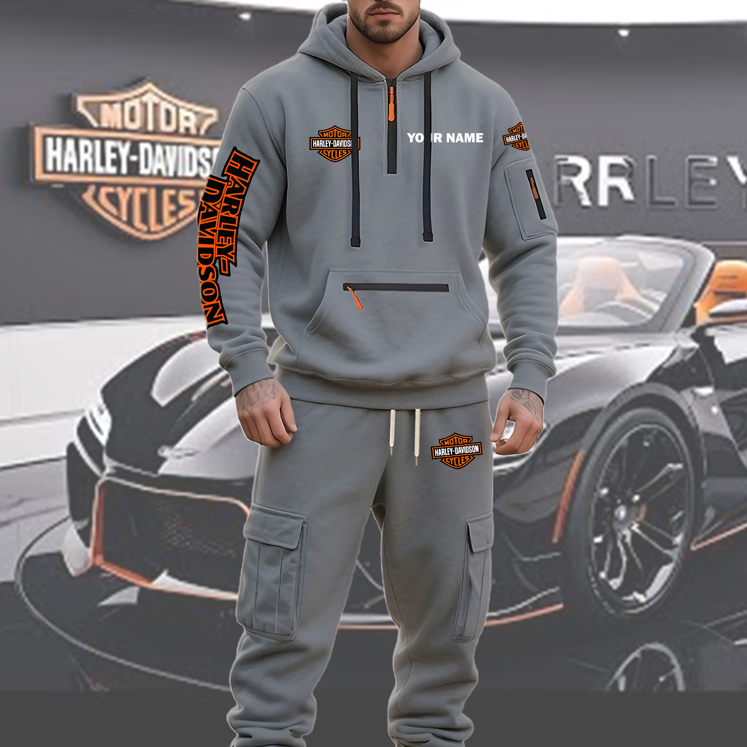 HD Men’s Hoodie and Jogger Set Customize Name - Image 6