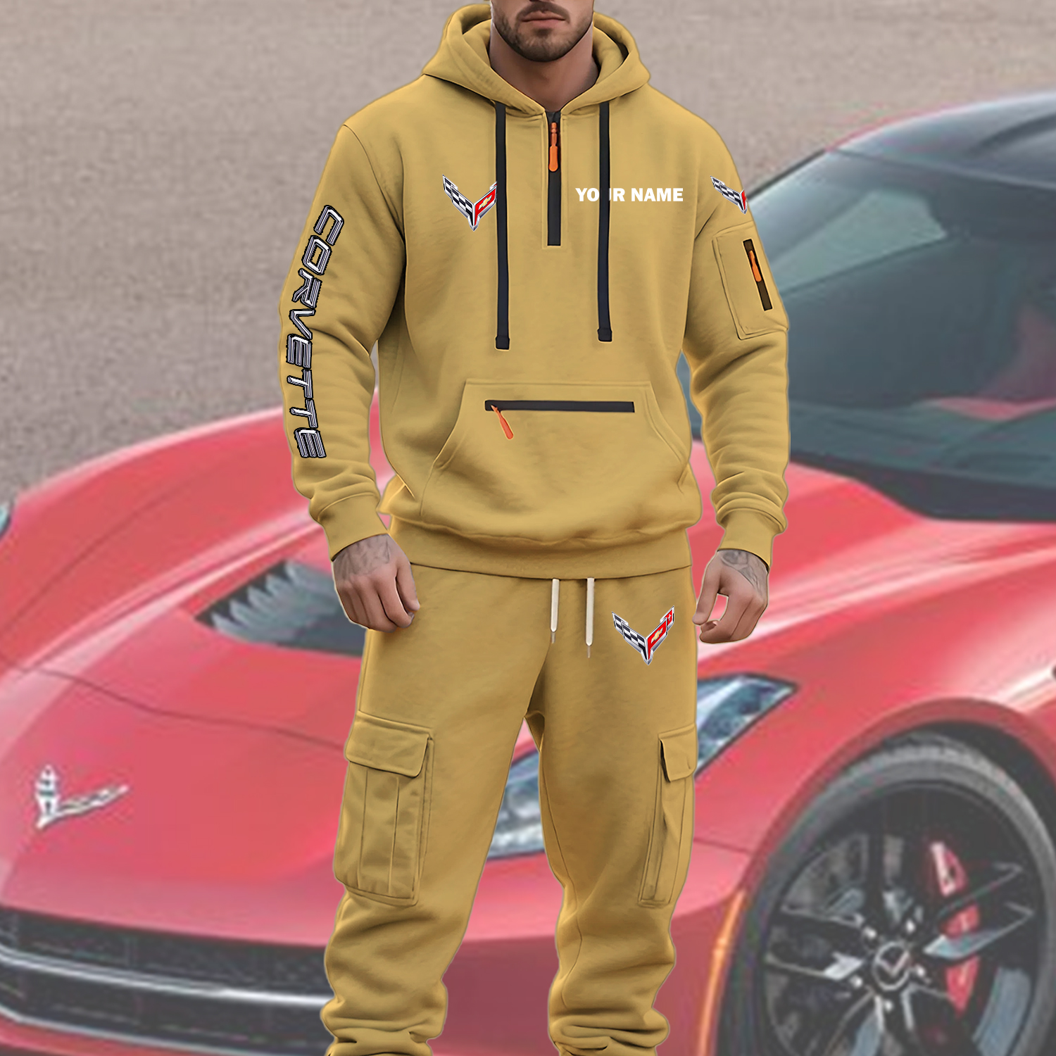 Corvette Men’s Hoodie and Jogger Set Customize Name - Image 4