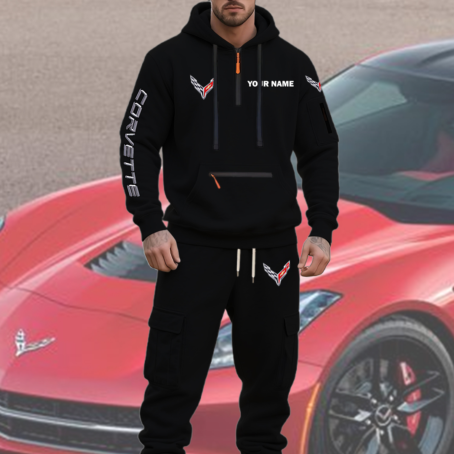 Corvette Men’s Hoodie and Jogger Set Customize Name - Image 5