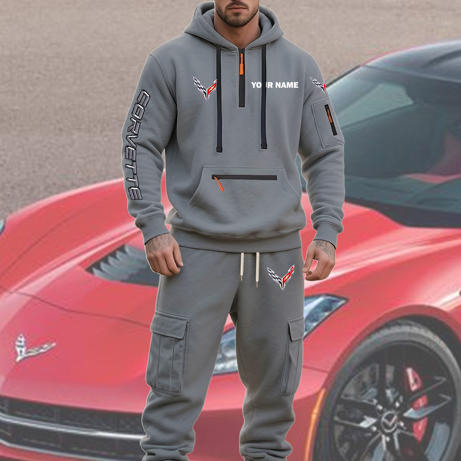 Corvette Men’s Hoodie and Jogger Set Customize Name