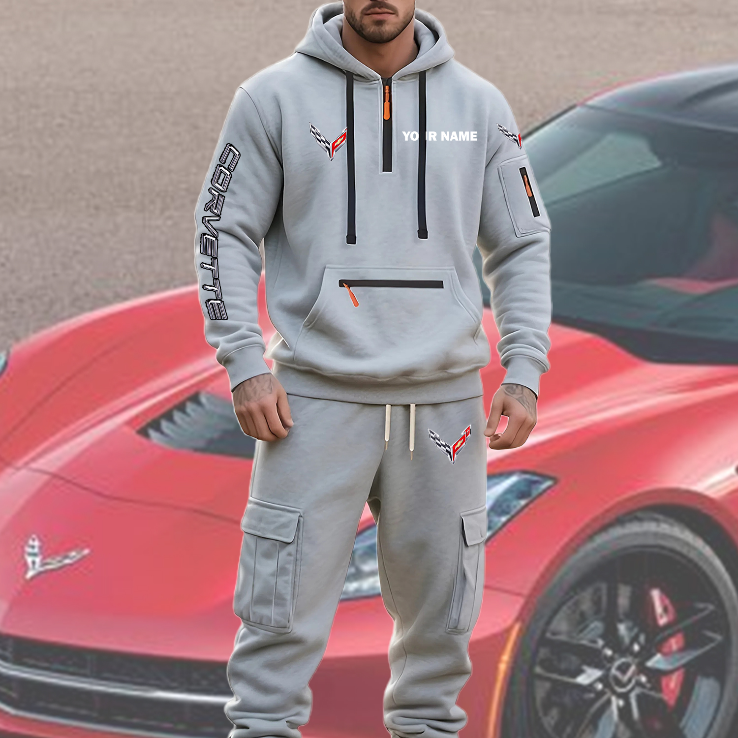 Corvette Men’s Hoodie and Jogger Set Customize Name - Image 7