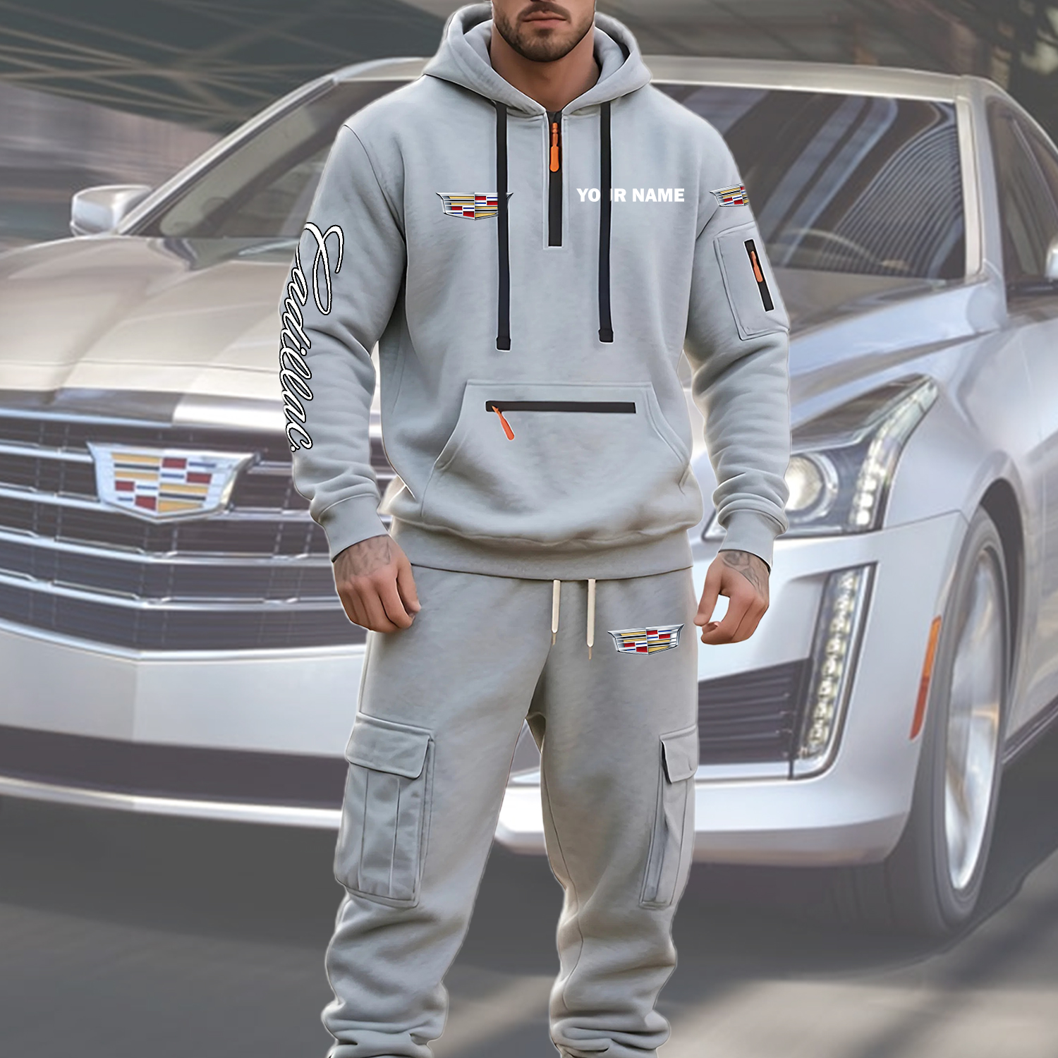 Cadillac Men’s Hoodie and Jogger Set Customize Name - Image 2