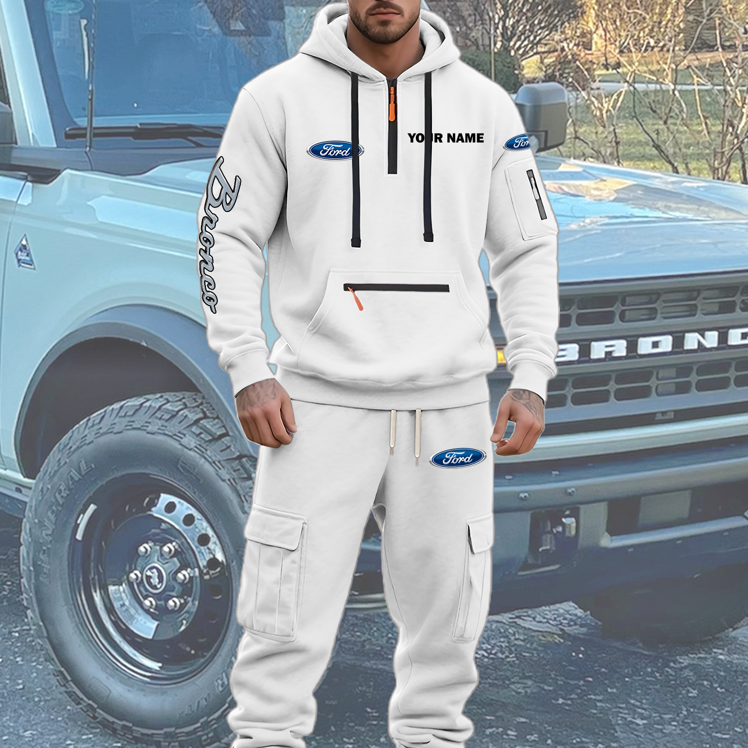 Bronco Men’s Hoodie and Jogger Set Customize Name - Image 2