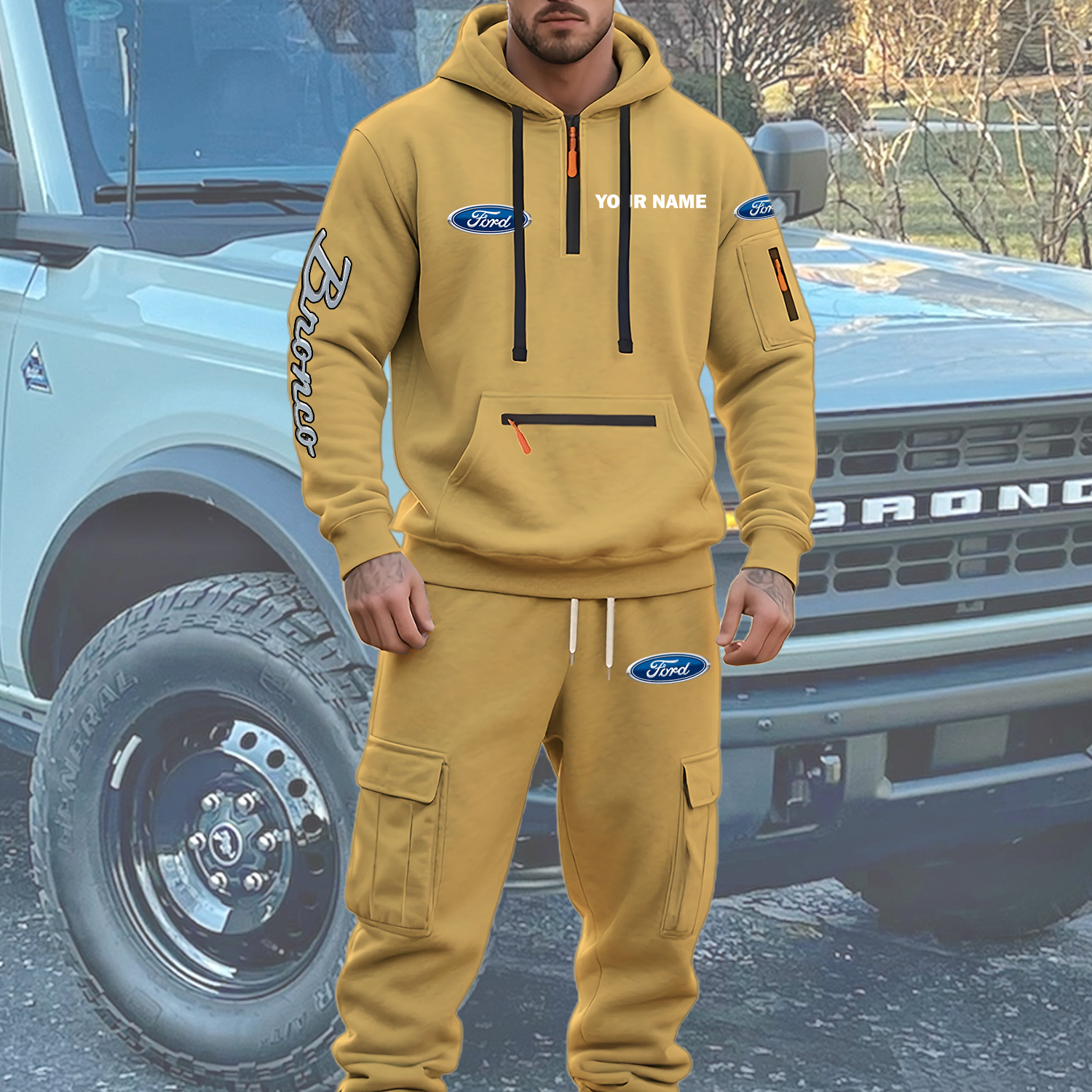 Bronco Men’s Hoodie and Jogger Set Customize Name - Image 4