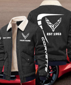 Corvette Fleece Denim Jacket Custom Name