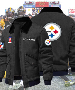 Steelers Fleece Denim Jacket Custom Name