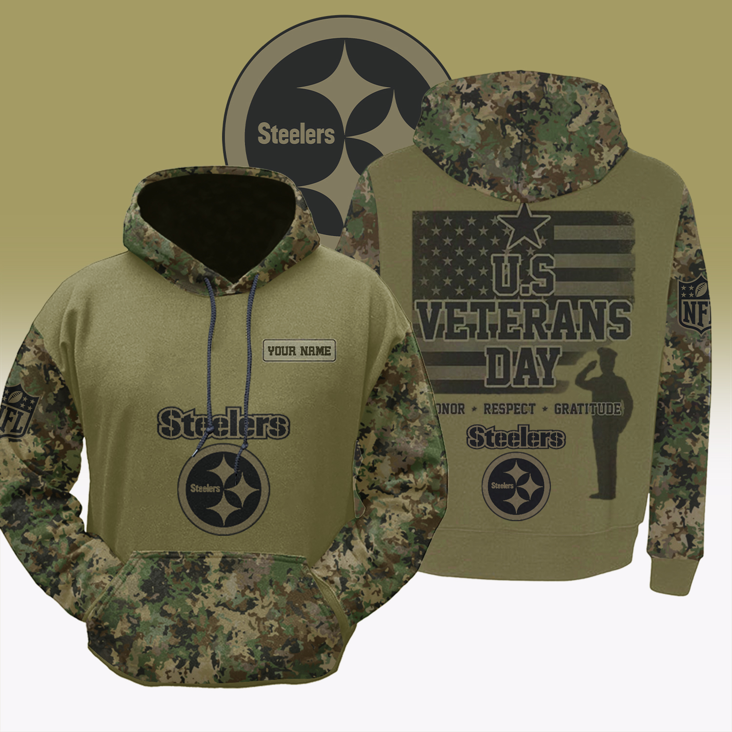 Steelers US Veteran Day Honor Respect Gratitude Personalised Veterans Shirt