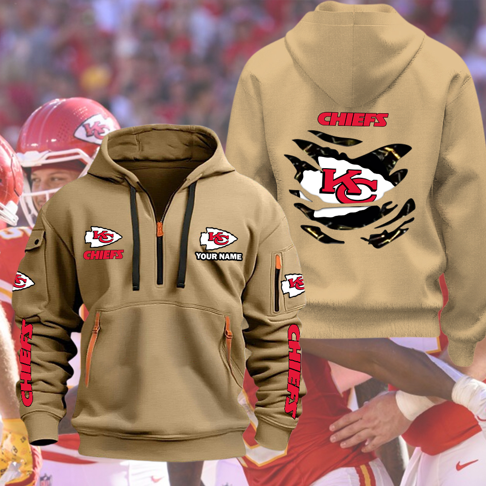 Chiefs Quarter Zip Unisex Hoodie - Image 2