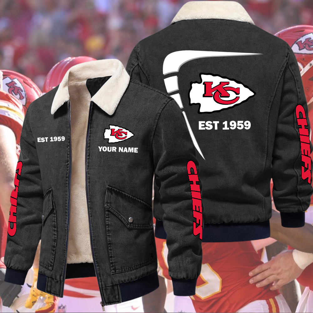 Chiefs Fleece Denim Jacket Custom Name