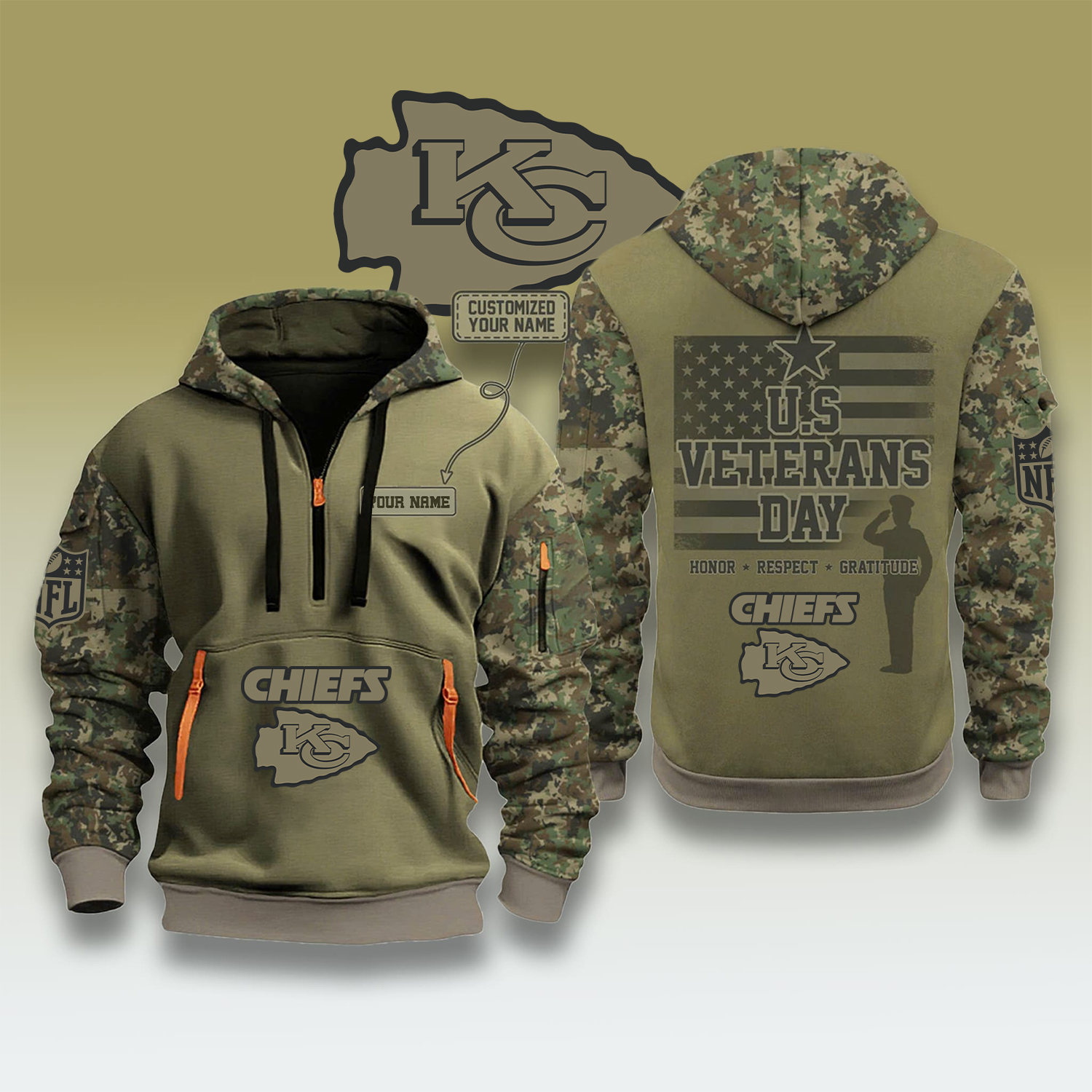 Chiefs US Veteran Day Honor Respect Gratitude Personalised Veterans Shirt - Image 2